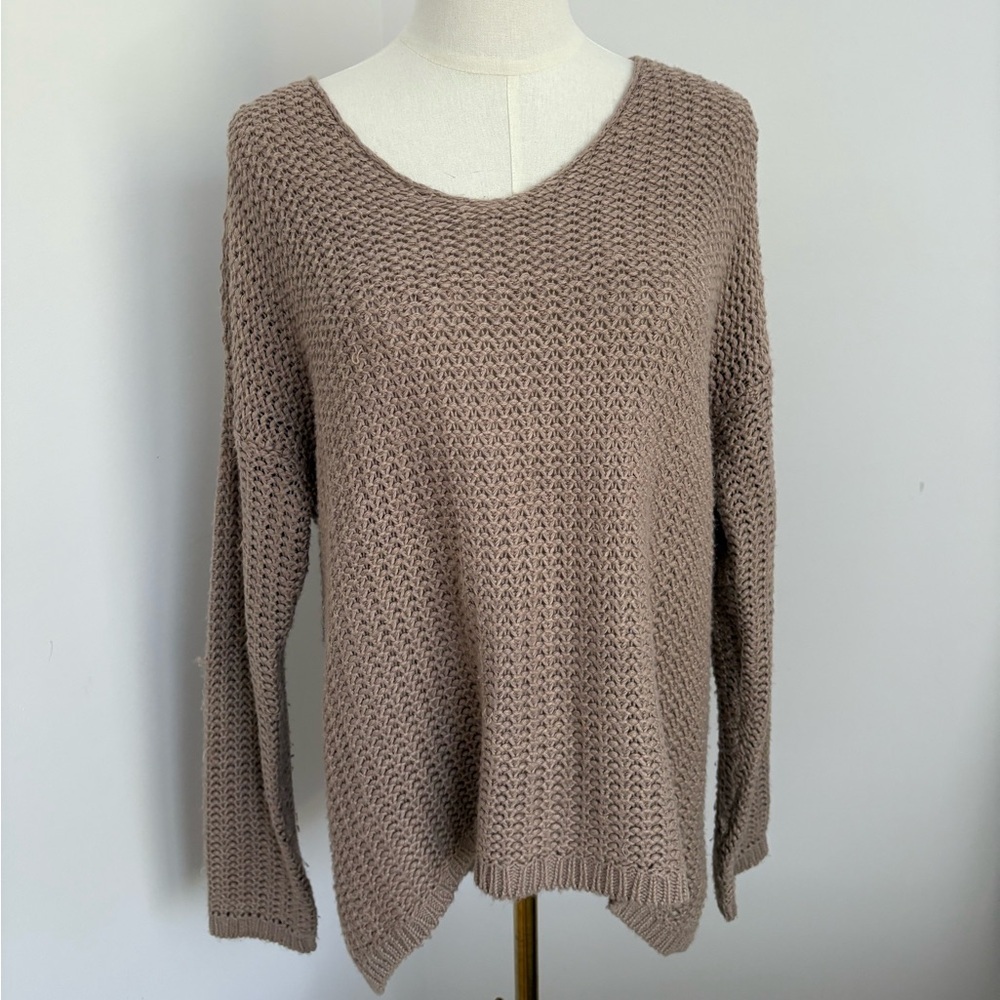 H&M Tan Crew Neck Brown Sweater
